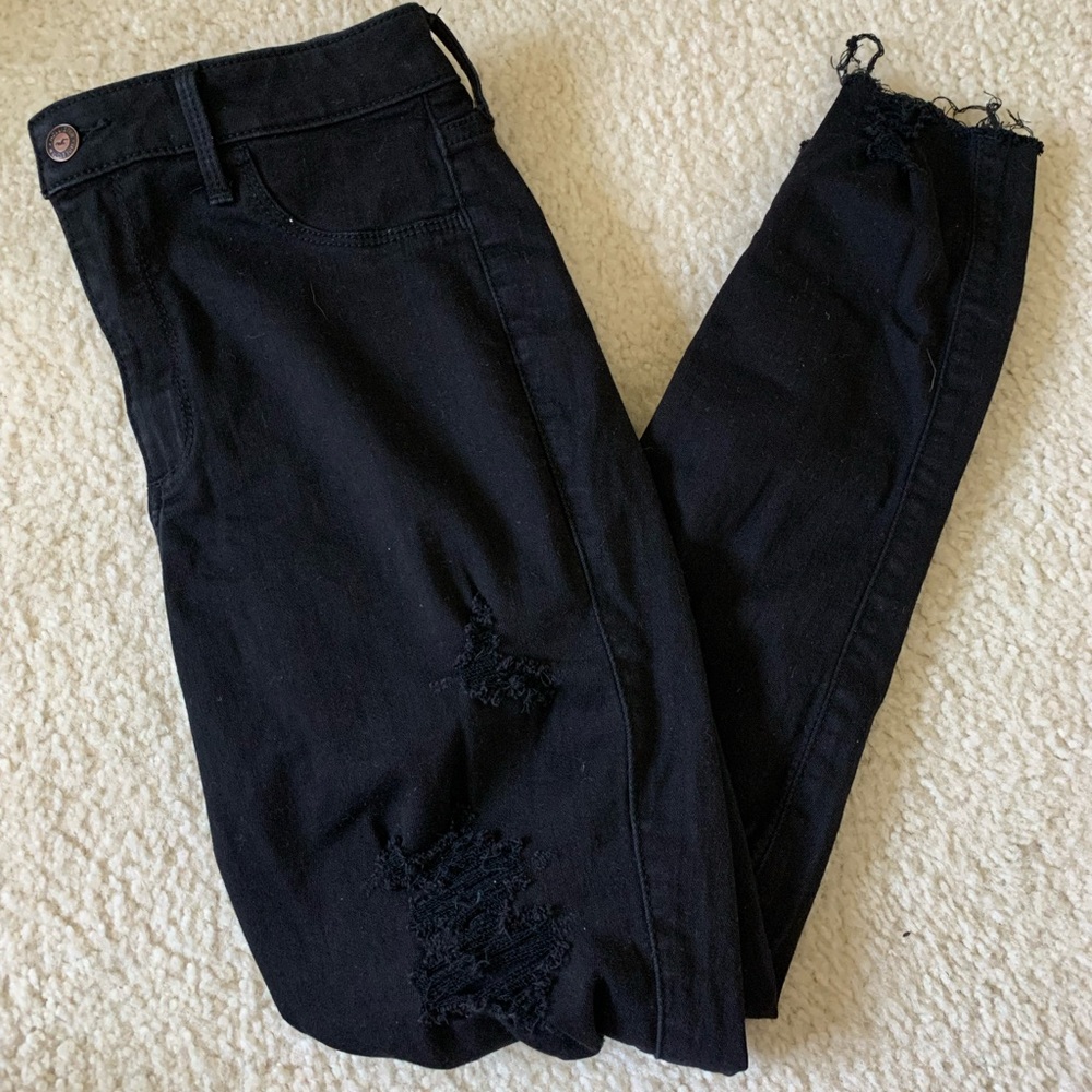 Hollister high rise crop jean leggings (ripped)